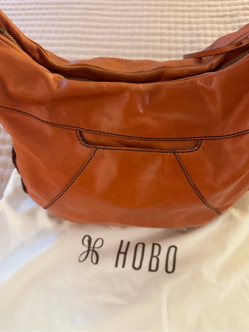 HOBO Leather Hobo Bag - Cognac Orange. Includes Wallet